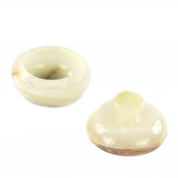 Каменная шкатулка из оникса &amp;quot;Яблоко&amp;quot; зелено-коричневая 6,5х6,5х5,5 см (3)