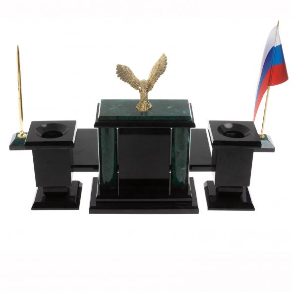 Настольный набор &amp;quot;Орел&amp;quot; из змеевика 129957