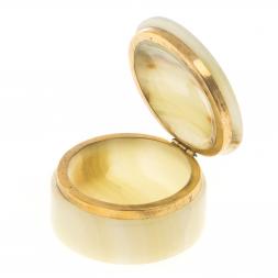 Шкатулка &amp;quot;Круглая&amp;quot; из оникса зелено-коричневая 7,6х5 см (3)