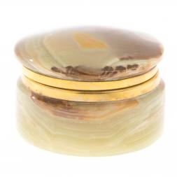 Шкатулка &amp;quot;Круглая&amp;quot; из оникса зелено-коричневая 7,6х5 см (3)