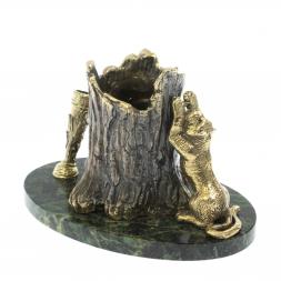 Карандашница-часы из бронзы "Барс" 14х9х10 см