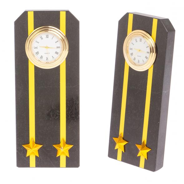Часы &amp;quot;Погон подполковник ВМФ / Капитан 2-го ранга&amp;quot; камень змеевик 113504