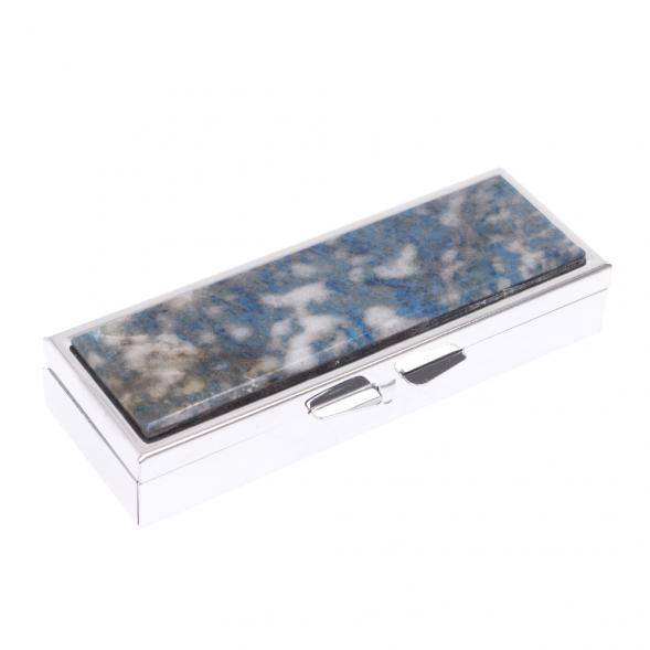 Таблетница на 3 отделения камень иркутский лазурит цвет серебро 126530