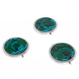 Зеркальце круглое из малахита с хризоколлой цвет серебро
