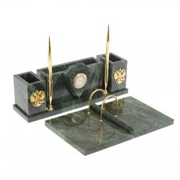 Настольный набор "Щит" из шабровского змеевика