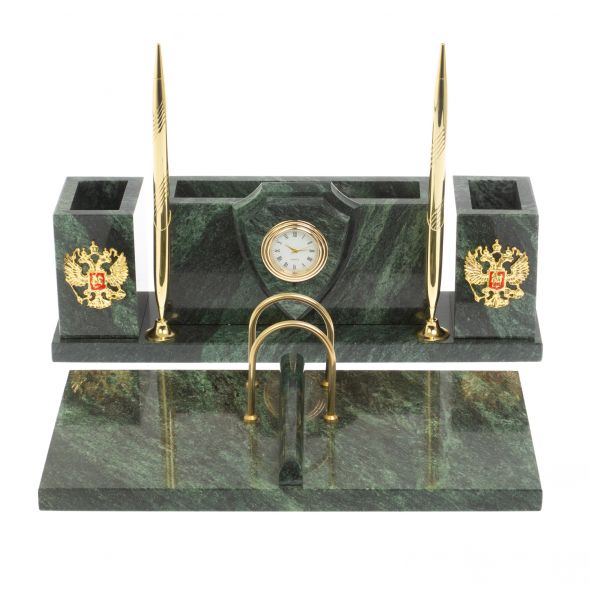 Настольный набор &amp;quot;Щит&amp;quot; из шабровского змеевика 127214