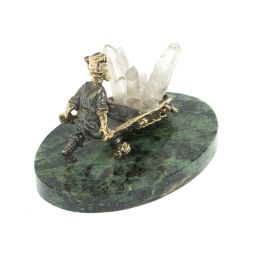 Статуэтка &amp;quot;Старатель с тачкой&amp;quot; из бронзы камень кварц