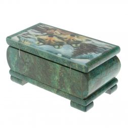 Шкатулка &amp;quot;Стая волков&amp;quot; из змеевика 16х8х7,5 см