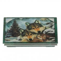 Шкатулка &amp;quot;Стая волков&amp;quot; из змеевика 16х8х7,5 см