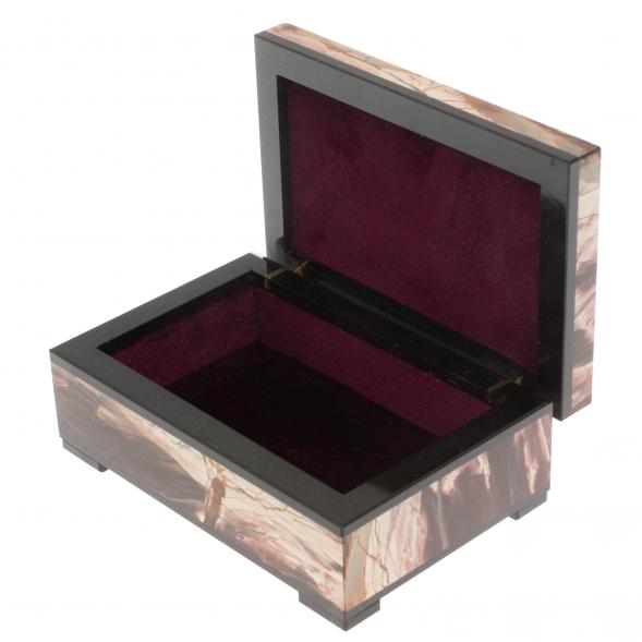 Шкатулка из камня окаменелое дерево 12х8х4,5 см 129701