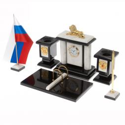 Настольный набор &amp;quot;Лев&amp;quot; из мрамора
