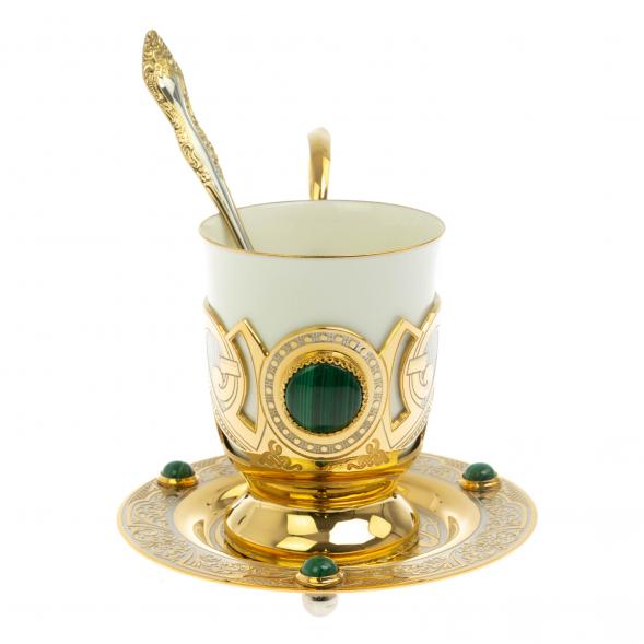 Кофейная пара &amp;quot;Малахитовая&amp;quot; фарфор 170 мл Златоуст 113836
