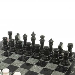 Шахматы с гравировкой &amp;quot;Турнирные&amp;quot; доска 36х36 см белый мрамор змеевик