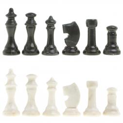 Шахматы с гравировкой &amp;quot;Турнирные&amp;quot; доска 36х36 см белый мрамор змеевик