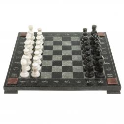 Шахматы с гравировкой &amp;quot;Турнирные&amp;quot; доска 36х36 см белый мрамор змеевик