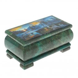 Шкатулка &amp;quot;Зимний рассвет&amp;quot; из змеевика 16х8х7,5 см