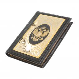 Ежедневник &amp;quot;Держава&amp;quot; А6 обложка из черной кожи Златоуст