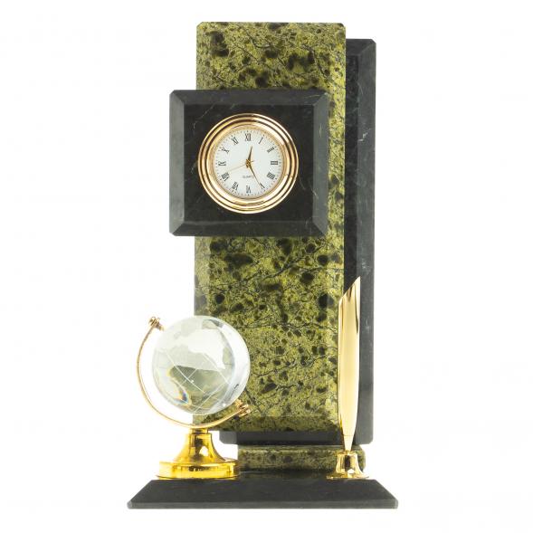 Настольные часы из камня змеевик &amp;quot;Глобус&amp;quot; 113071