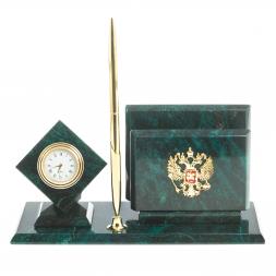 Письменный набор &amp;quot;Герб РФ&amp;quot; камень змеевик