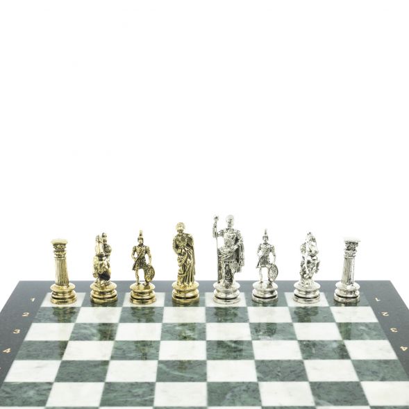Шахматы &amp;quot;Древний Рим&amp;quot; доска 44х44 см из мрамора и змеевика 128243