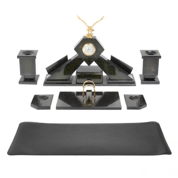 Письменный набор &amp;quot;Орел&amp;quot; из нефрита с настольным ковриком 128325