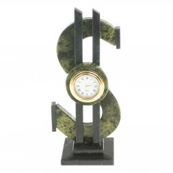 Настольные часы &amp;quot;Доллар&amp;quot; камень змеевик