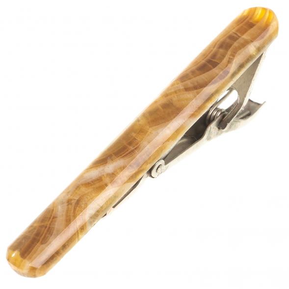 Зажим для галстука с камнем оникс 123826