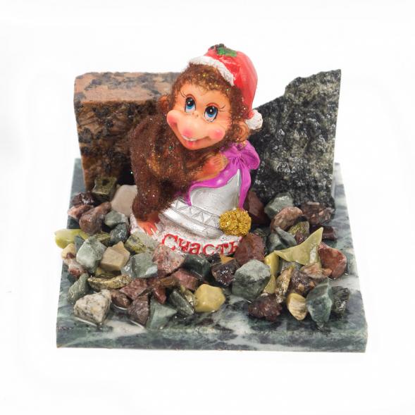 Сувенир &amp;quot;Обезьянка с колокольчиком №4&amp;quot; змеевик 116746