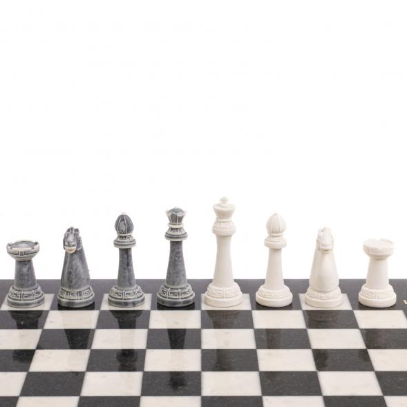 Шахматы &amp;quot;Стаунтон&amp;quot; из мрамолита 44х44 см белый мрамор / змеевик 126448