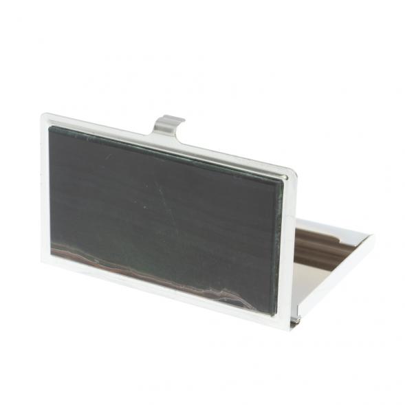 Карманная визитница из соколиного глаза цвет серебро 126984