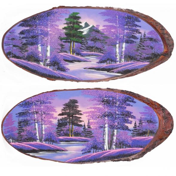 Панно на срезе дерева &amp;quot;Рассвет&amp;quot; горизонтальное 80-85 см каменная крошка 111077