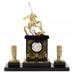 Настольный набор &amp;quot;Святой Георгий Победоносец&amp;quot; камень змеевик бронза