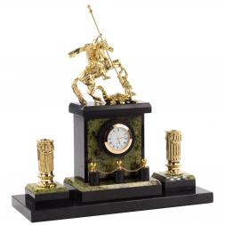 Настольный набор &amp;quot;Святой Георгий Победоносец&amp;quot; камень змеевик бронза