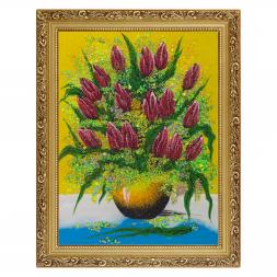 Картина из камня &amp;quot;Тюльпаны&amp;quot; багет 36х46 см