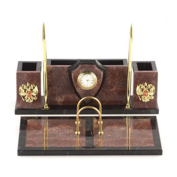 Письменный набор &amp;quot;Щит&amp;quot; из камня лемезит 121241