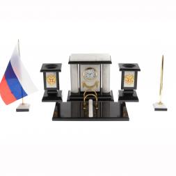 Настольный набор &amp;quot;Премьер&amp;quot; из белого мрамора