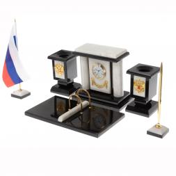 Настольный набор &amp;quot;Премьер&amp;quot; из белого мрамора