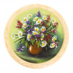 Тарелка декоративная &amp;quot;Букет ромашек&amp;quot; 40 см зелёный фон