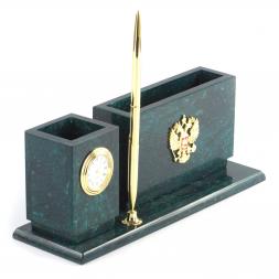 Письменный мини-набор &amp;quot;Герб России&amp;quot; камень змеевик