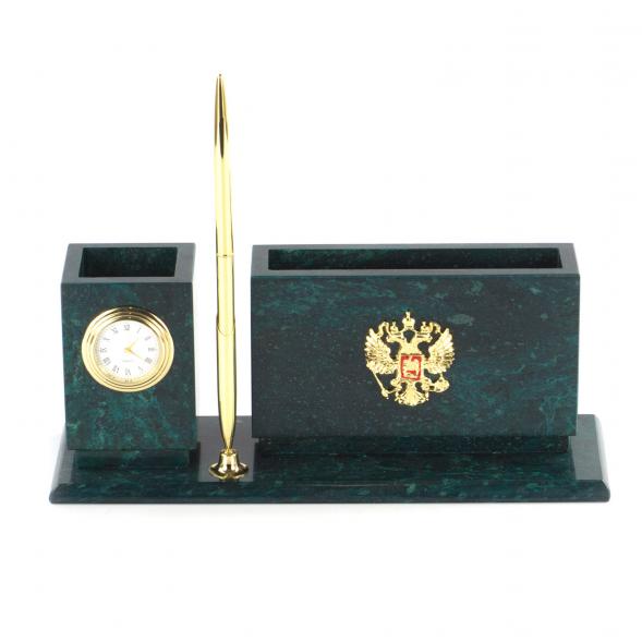 Письменный мини-набор &amp;quot;Герб России&amp;quot; камень змеевик 113486