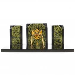 Настольный набор из змеевика &amp;quot;Грани&amp;quot; с гербом РФ