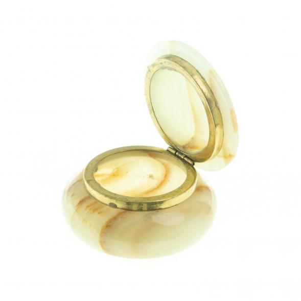 Шкатулка круглая &amp;quot;Грибок&amp;quot; камень оникс бело-коричневый 7,6х5,9 см (3) 124337