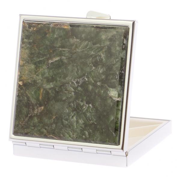 Таблетница на 4 отделения камень актиновит цвет серебро 125935