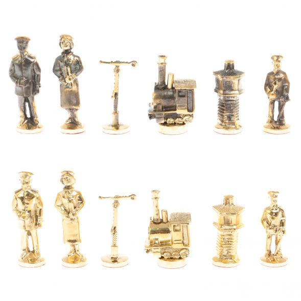 Бронзовые шахматы &amp;quot;Железнодорожники&amp;quot; доска 40х40 см змеевик 128161