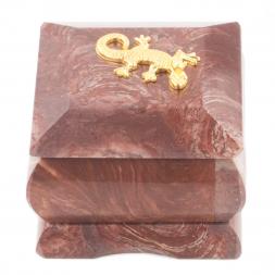 Шкатулка лемезит с ящерицей 7х7х6 см