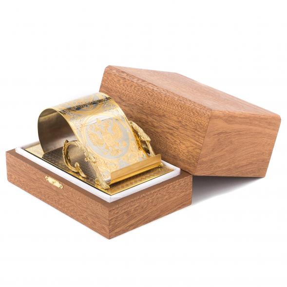 Подставка для телефона &amp;quot;Герб России&amp;quot; камень малахит Златоуст 120300