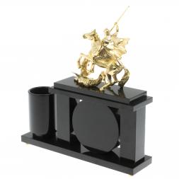 Настольный мини- набор из малахита &amp;quot;Георгий Победоносец&amp;quot;