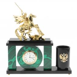 Настольный мини- набор из малахита &amp;quot;Георгий Победоносец&amp;quot;