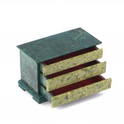 Ларец "Комод" 3 ящика змеевик 21x12x16 см