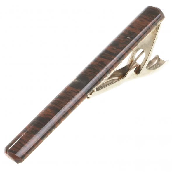 Зажим для галстука с камнем обсидиан 123828